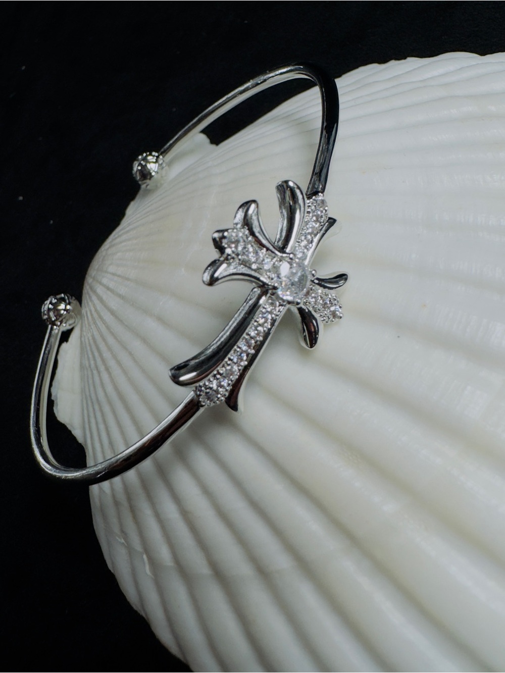 Crystal Cross Cuff Bracelet - Women's Jewelry